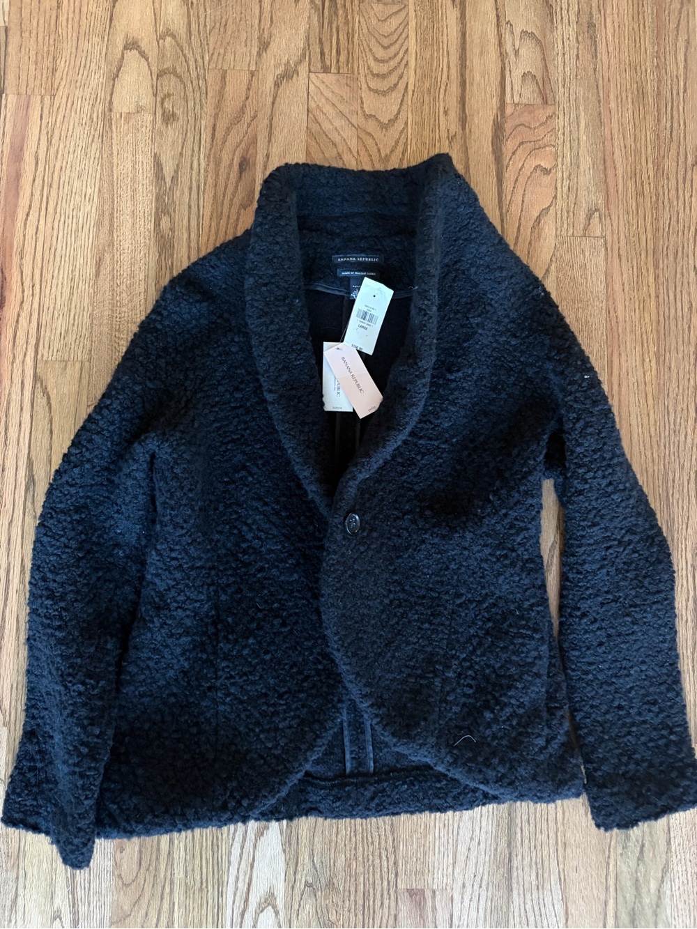 Banana Republic Cozy Shawl Collar Black Bouclé Jacket